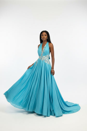 SOFT BLUE EVENING GOWN