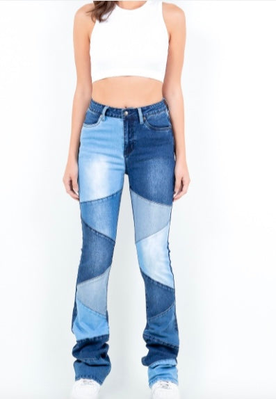 3 Tone Blue Stack Jeans