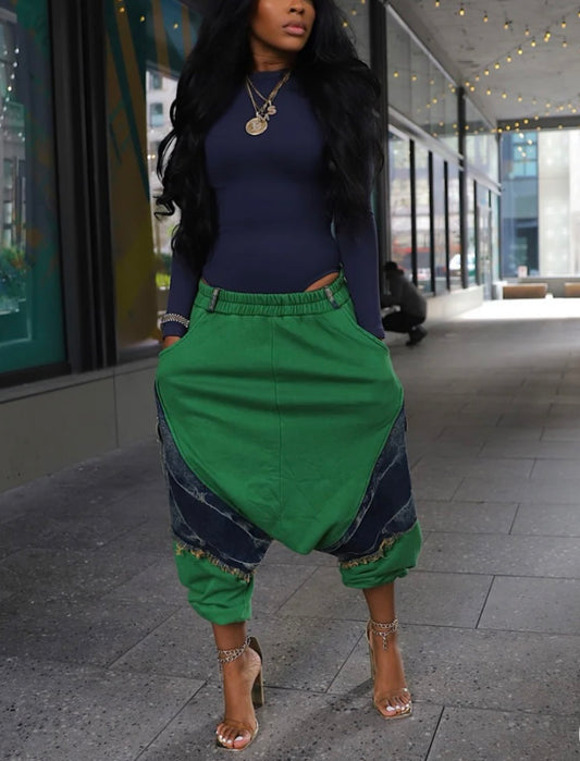 Drop Crotch GREEN/Denim Jeans