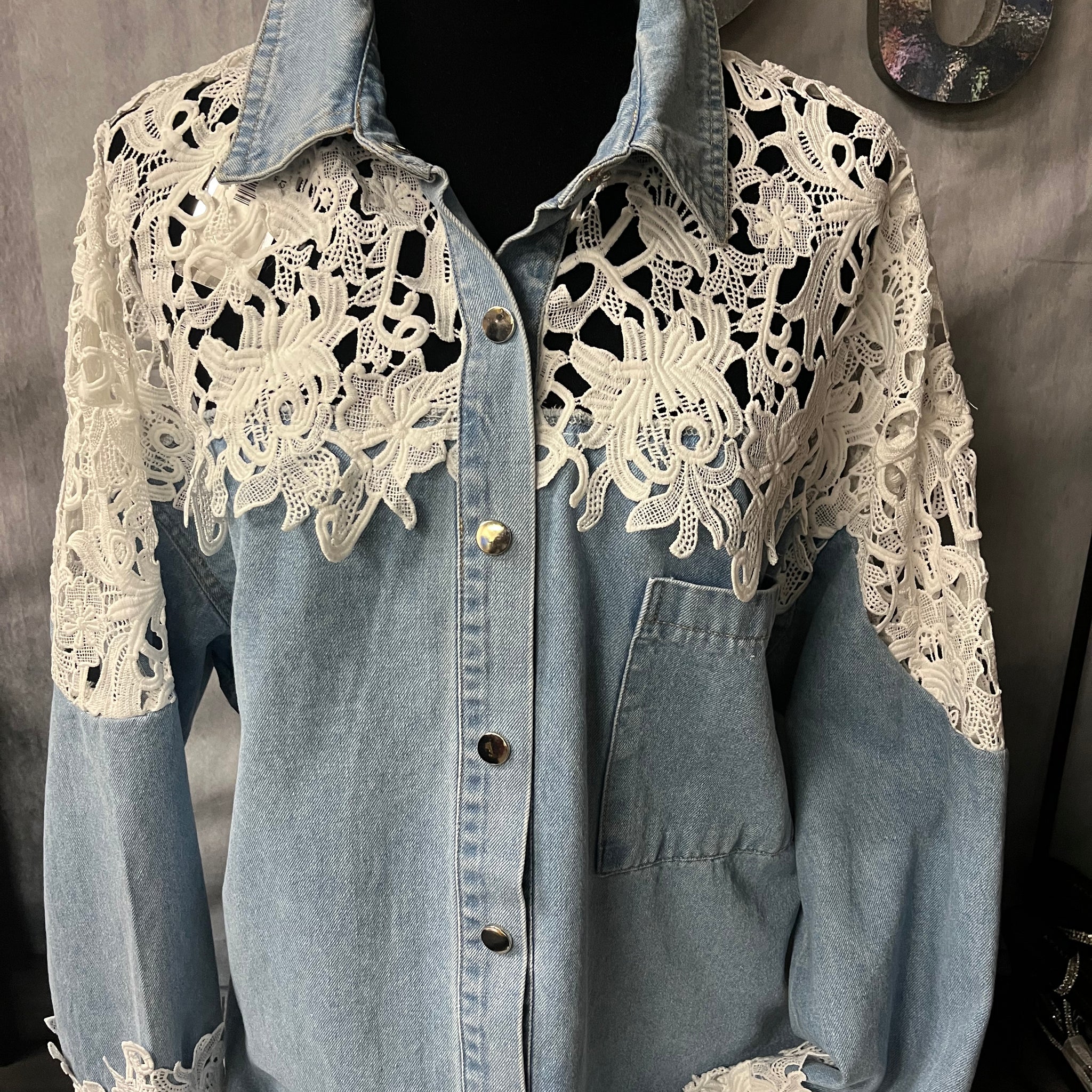 Denim Lace Top