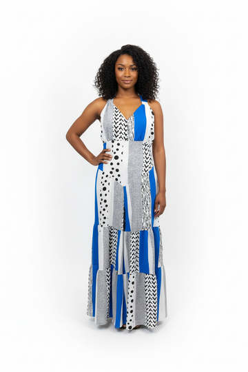 Blue/White/Black Print Jumper