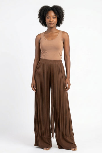 Brown Fringe Pants