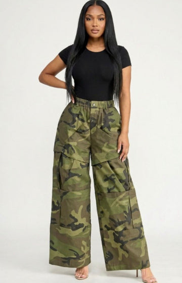 Wide Leg Camo Pants