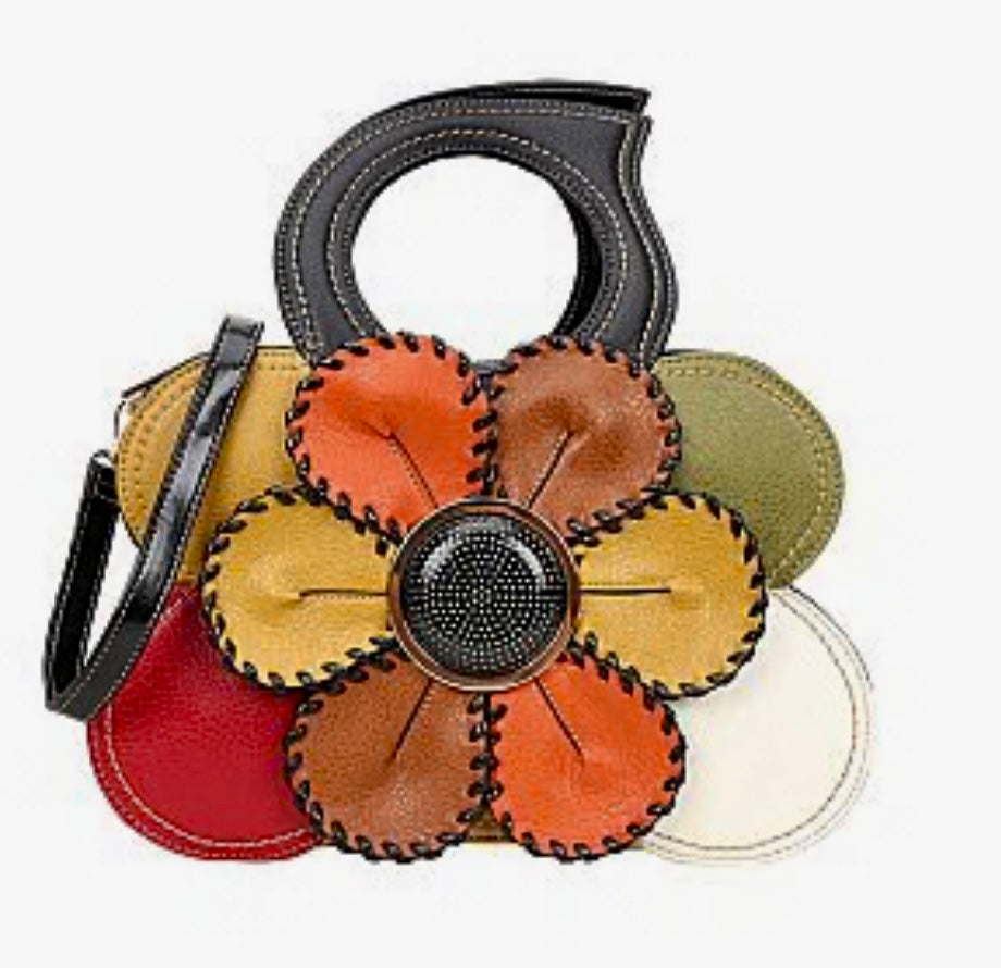 Vegan Leather Flower Handbag