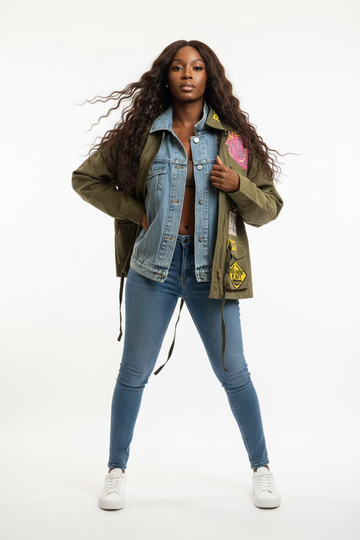 Denim/Army Jacket W/patches