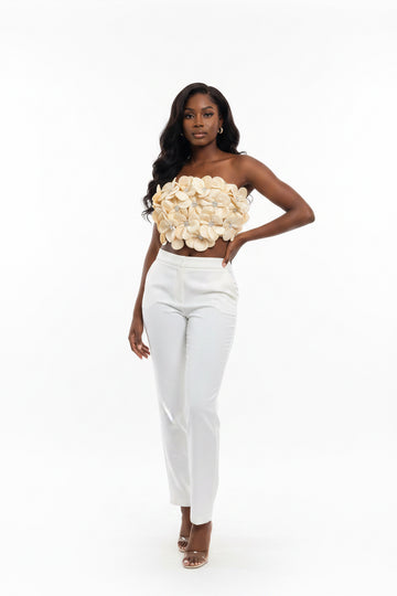 Beige Flower Tube Top