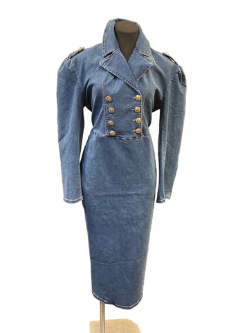 Denim Dress w/Gold Buttons