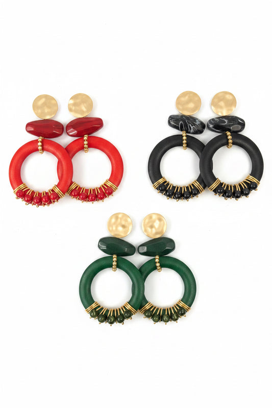 Wood/Gold Earring