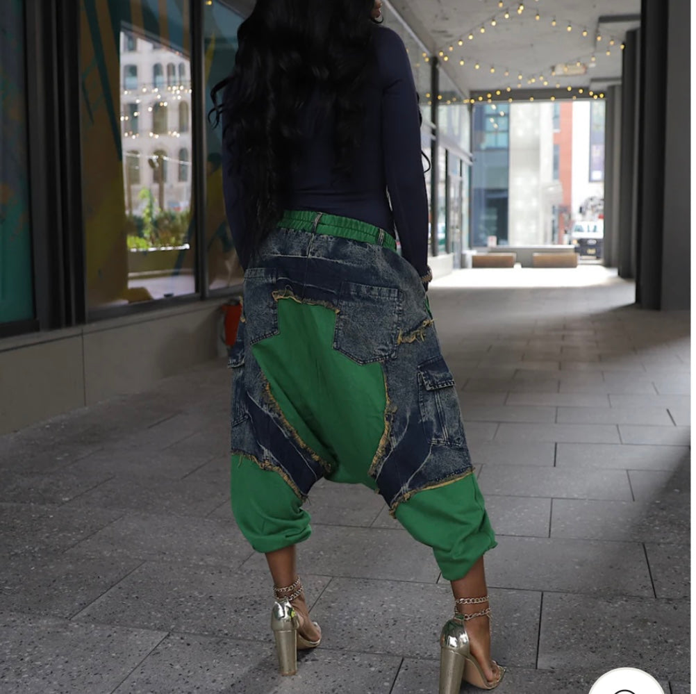 Drop Crotch GREEN/Denim Jeans