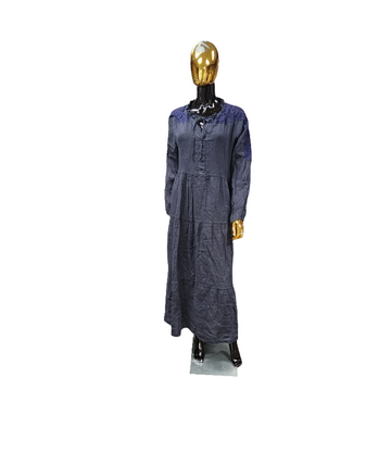 Blue Linen Dress w/ Lace