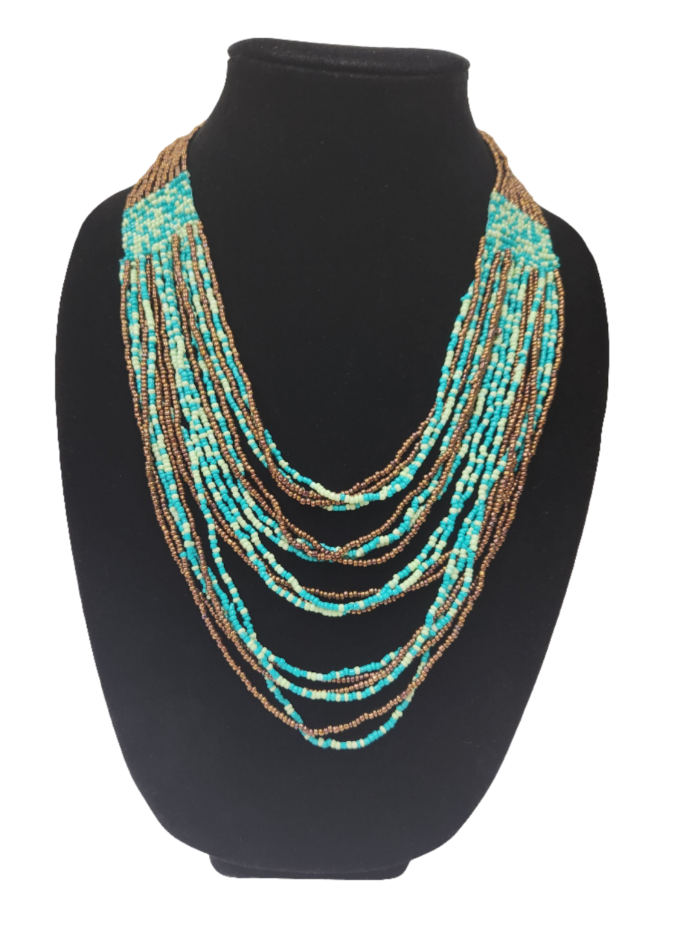 Bronze/Turquoise Bead Necklace