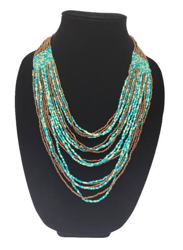 Bronze/Turquoise Bead Necklace