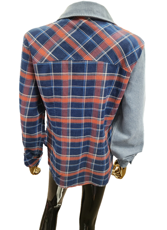 Plaid/Denim Top