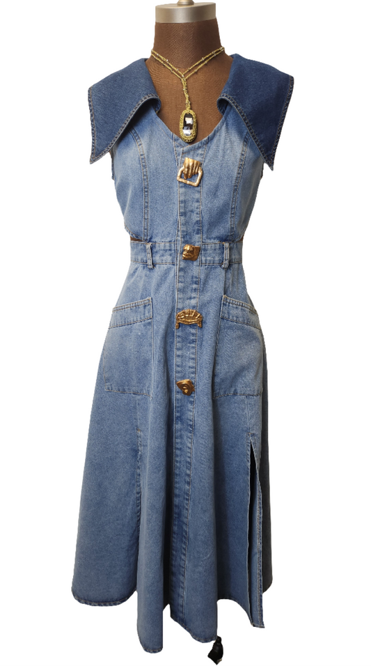 Denim Dress W/Gold Buttons