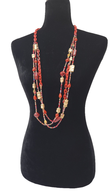 Red/Gold Necklace Set