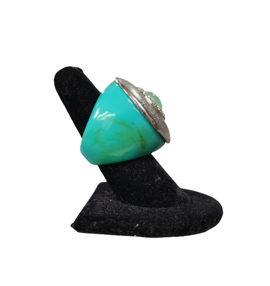 AQUA/SILVER Chunk Ring