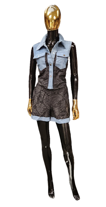 Black/Denim Short Set