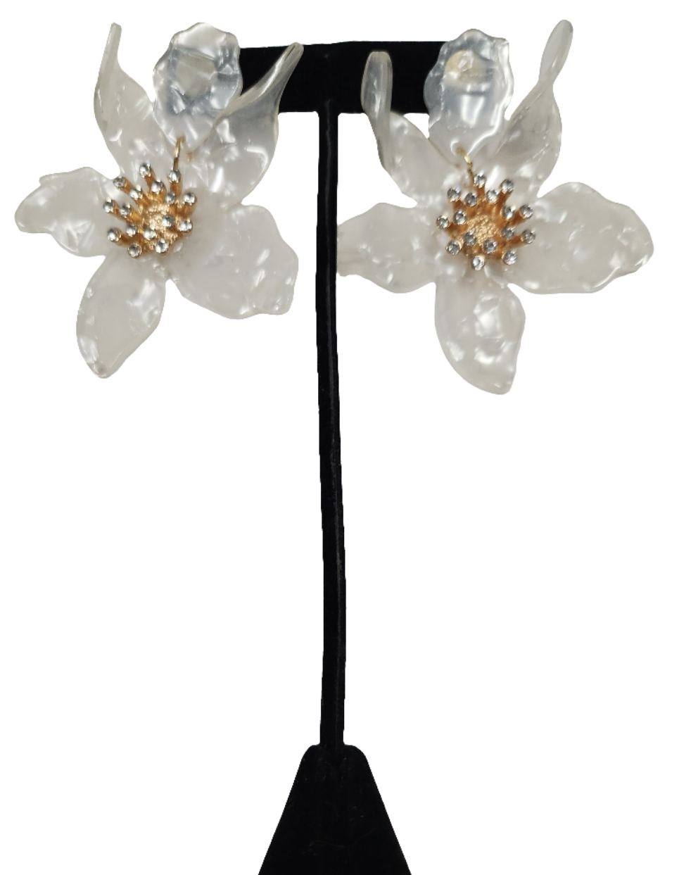 White/Gold Flower Earrings