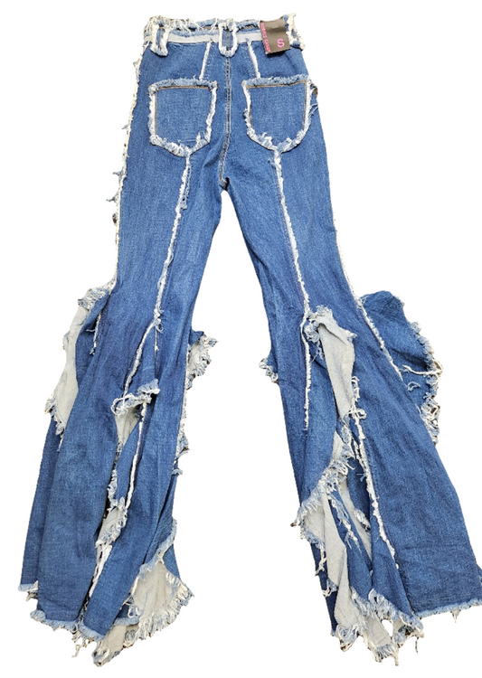 Dark Blue Ruffle Bottom Jeans