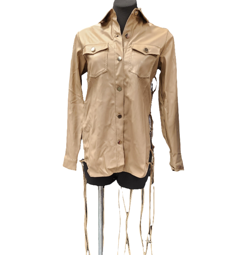 Tan Faux Leather Top