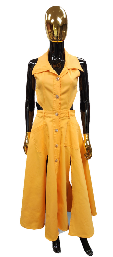 Orange Denim Halter Dress - FINAL SALE