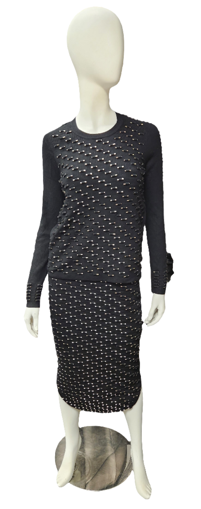 Black/Silver Knit Skirt Set