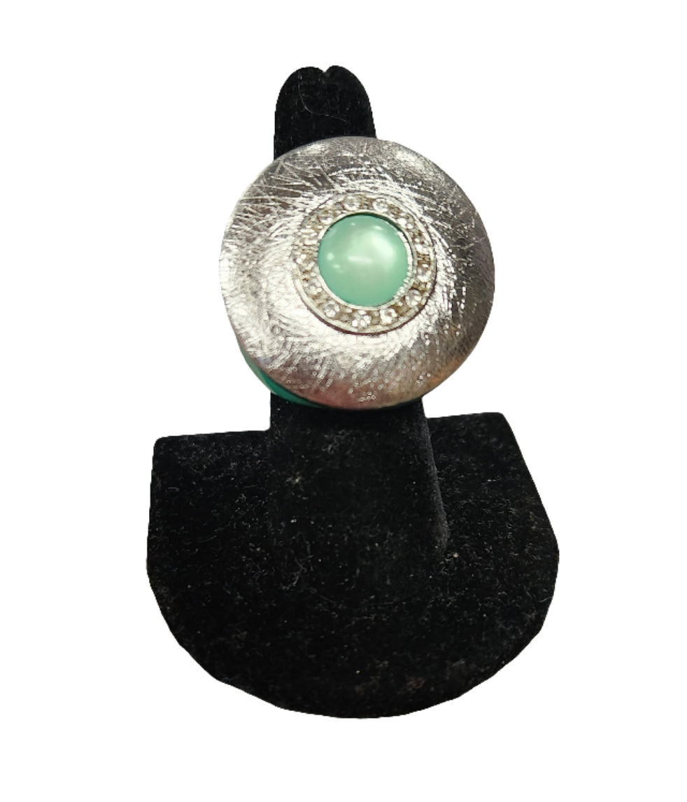 AQUA/SILVER Chunk Ring