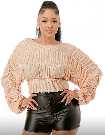 BEIGE WASH Ruffle Top