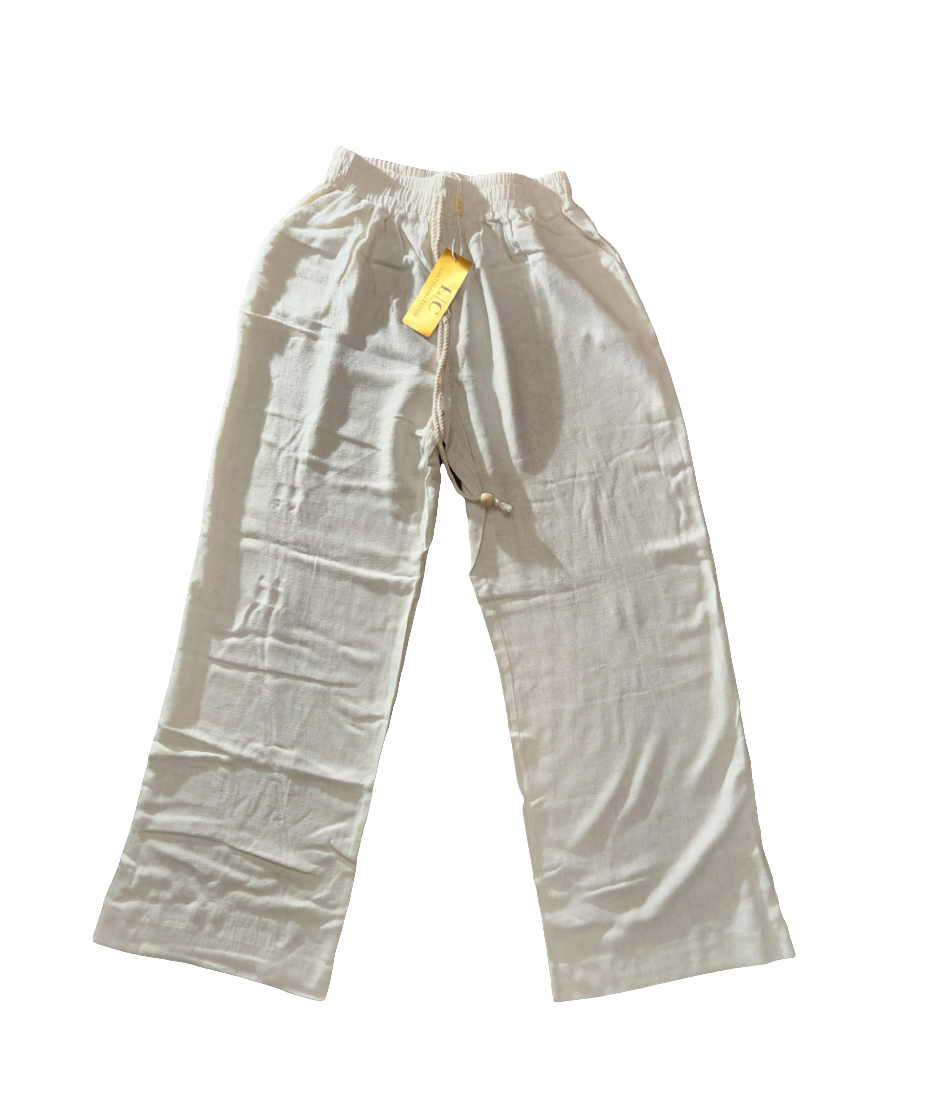 Beige Linen Blend Pants