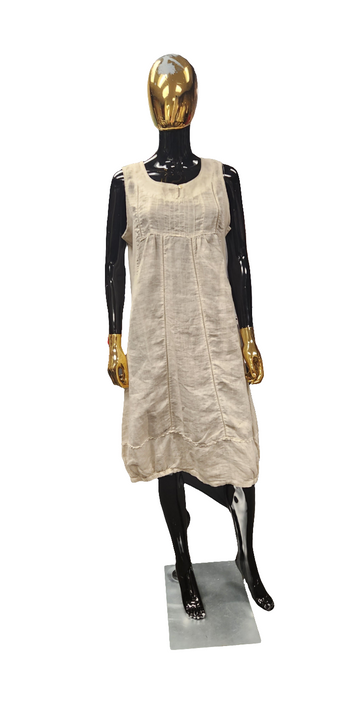 Sleeveless Tan LINEN Dress