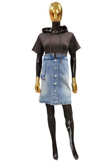 Black Denim Hoodie Dress