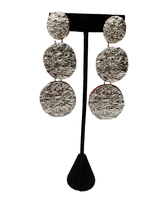 3-Tier Textured Clip Earrings