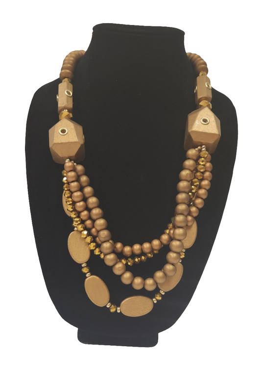 Wooded/Stud Necklace