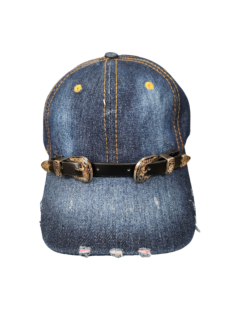 Dark Denim Buckle Cap