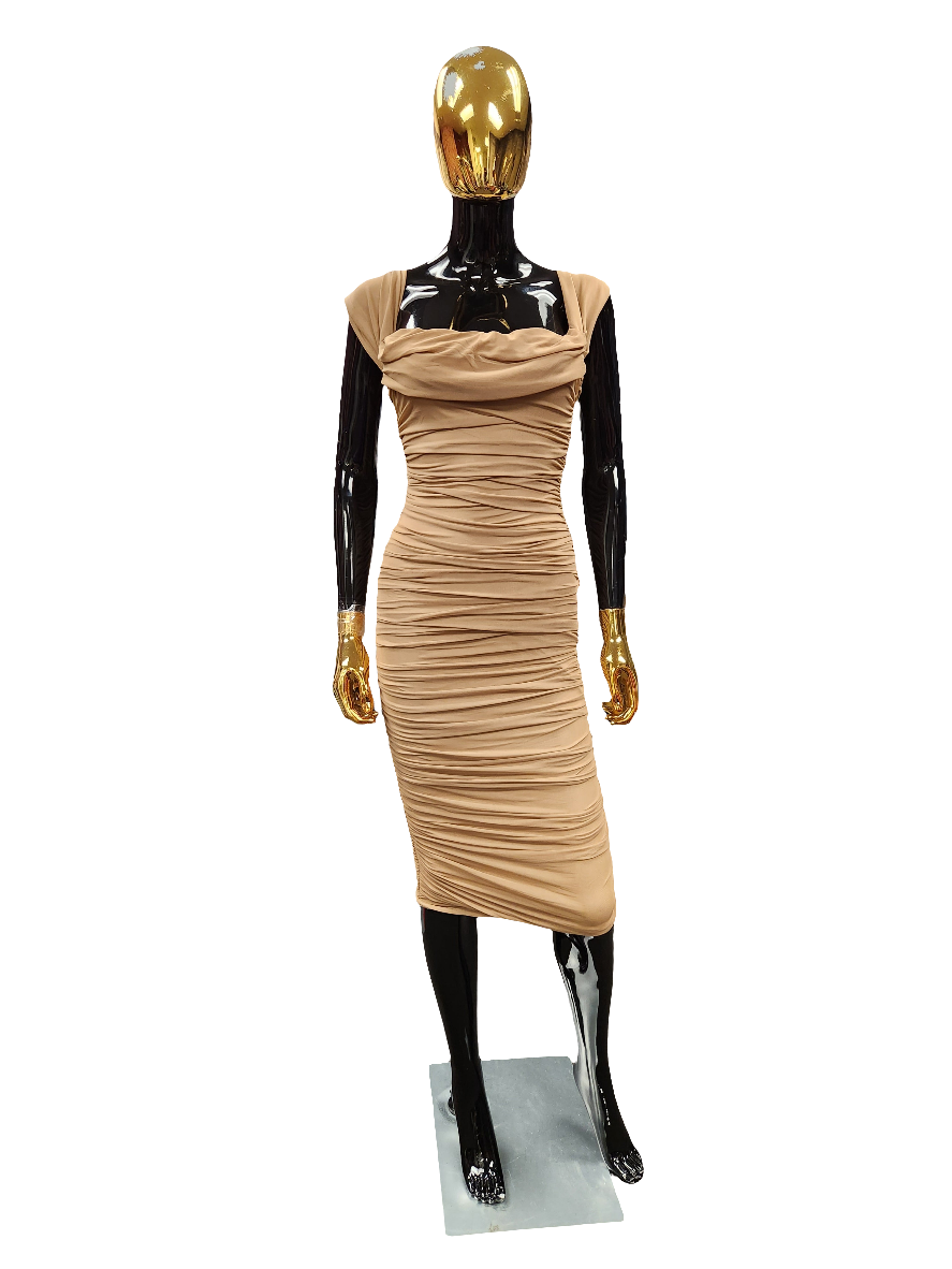 Brown Dress W/Ruching