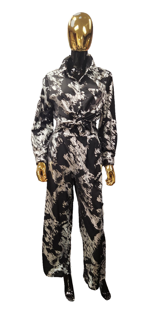 Black/Silver 2PC Pants Set