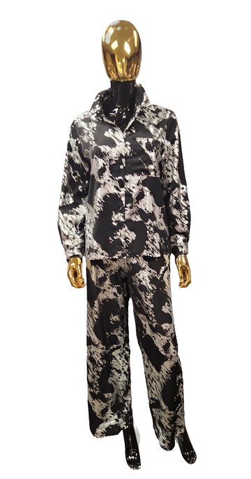 Black/Silver 2PC Pants Set