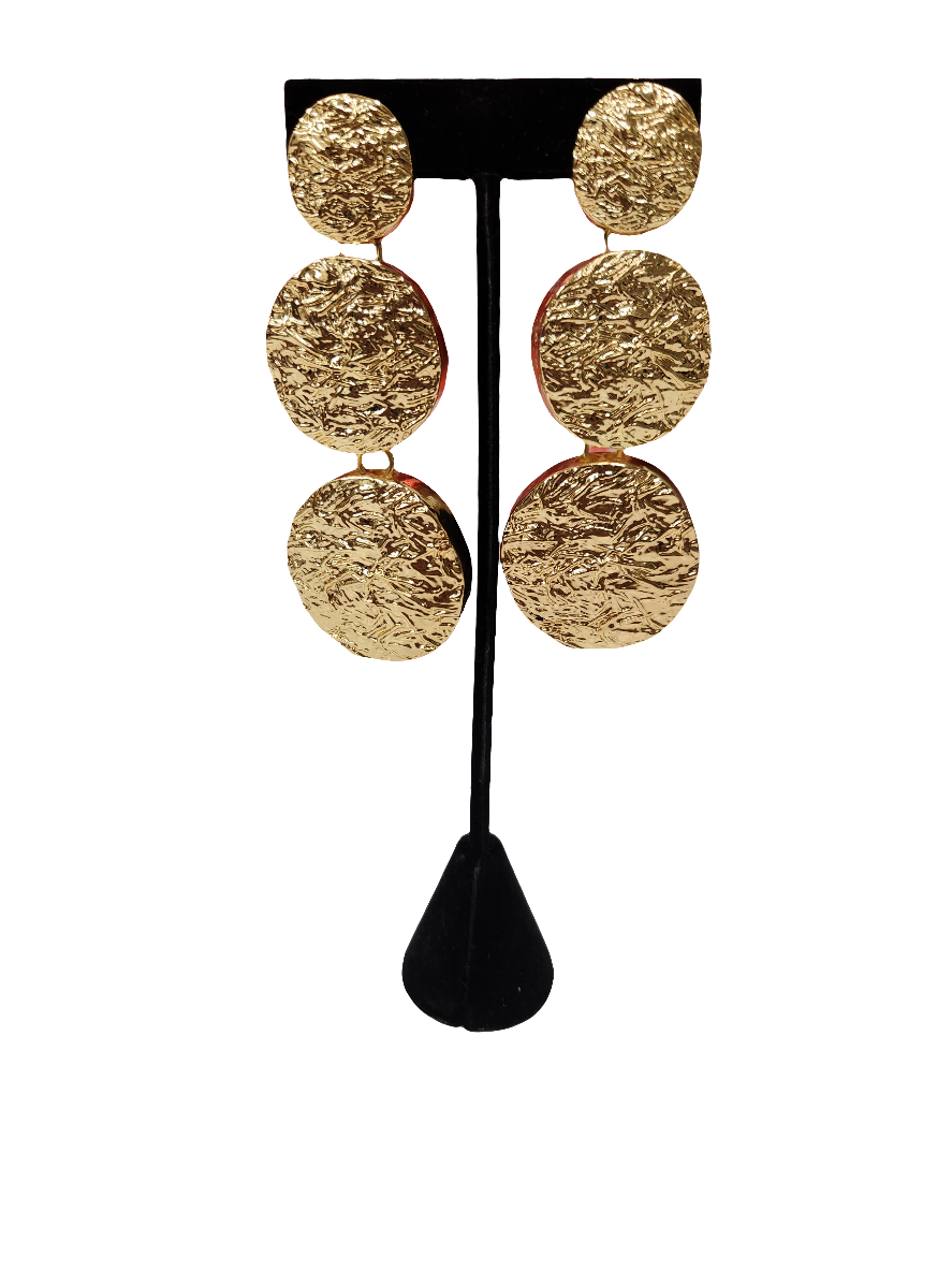 3-Tier Textured Clip Earrings