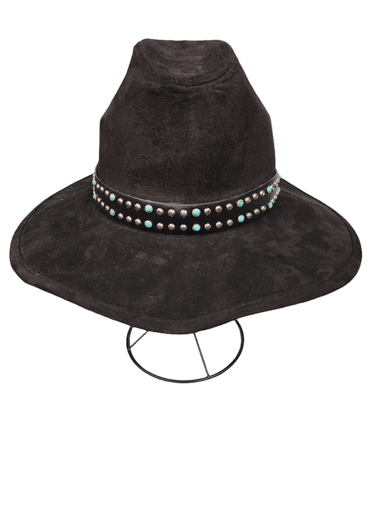 Black STUDDED /Turquoise Hat