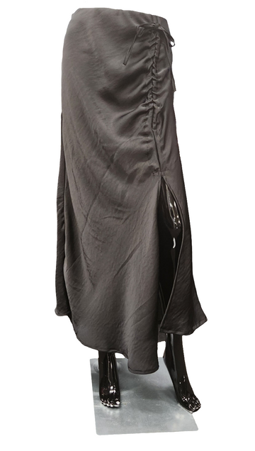 Silky Black Skirt w/Side Ruching