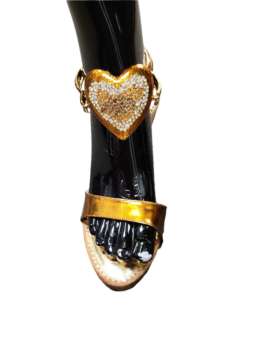 Ce' Foushoo Gold Heart Sandals