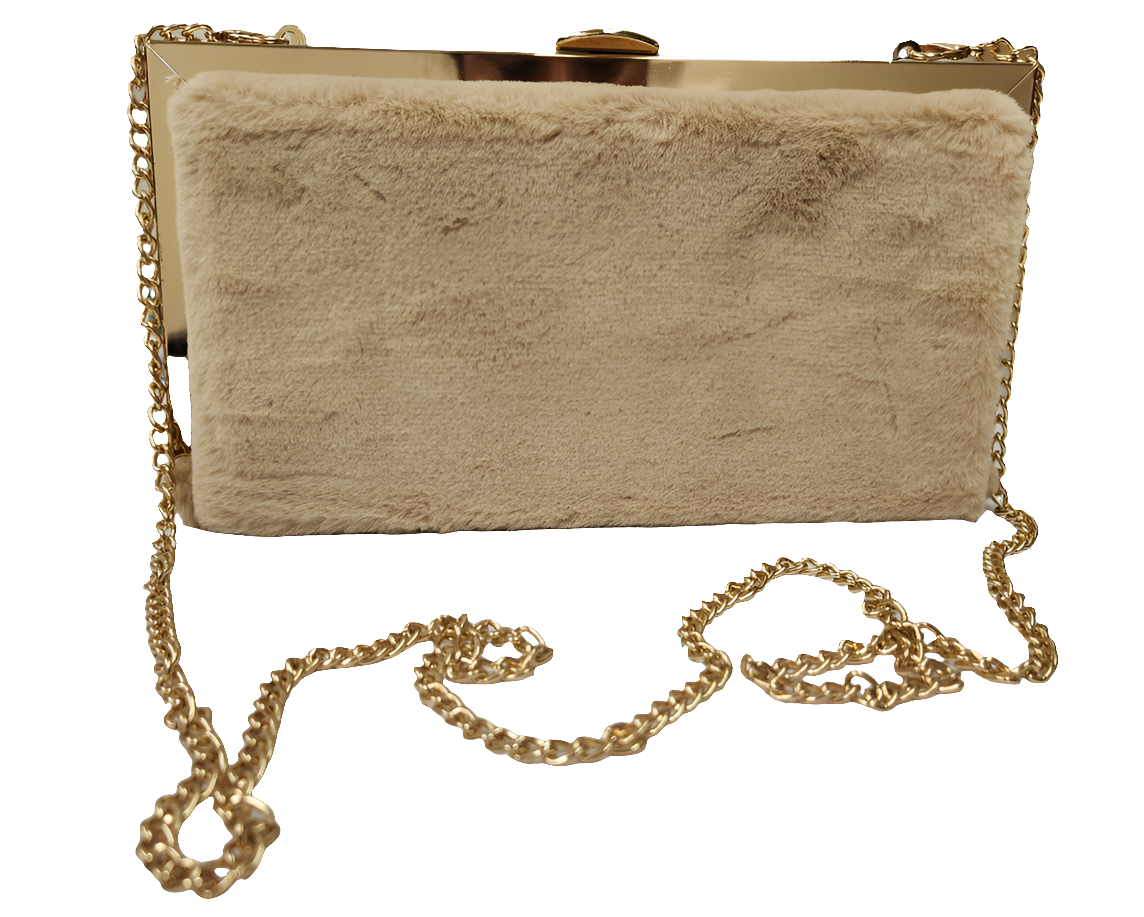 Tan Furry Clutch
