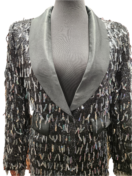 Blk Sequin Embellished Jacket/Dress