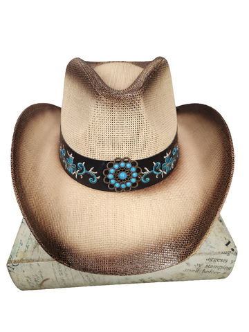 Western Hat W/Turquoise/Black Band