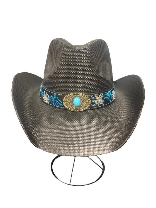 Western Hat W/Turquoise/Black Band