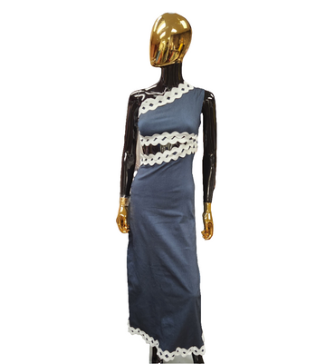 Blue Dress w/White Trim