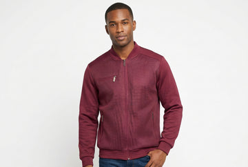 Mens Burgundy Ribbed JAcket