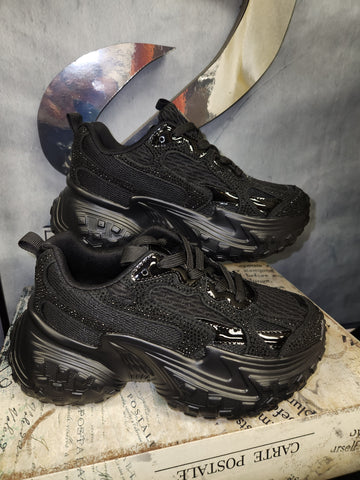 Berness Black W/ Black Bling Tennis Shoes