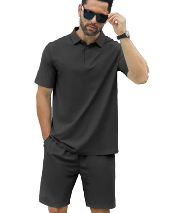 Mens Blk 2PC Short Set