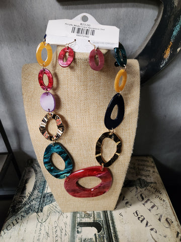 Acrylic Multi-Color Necklace Set